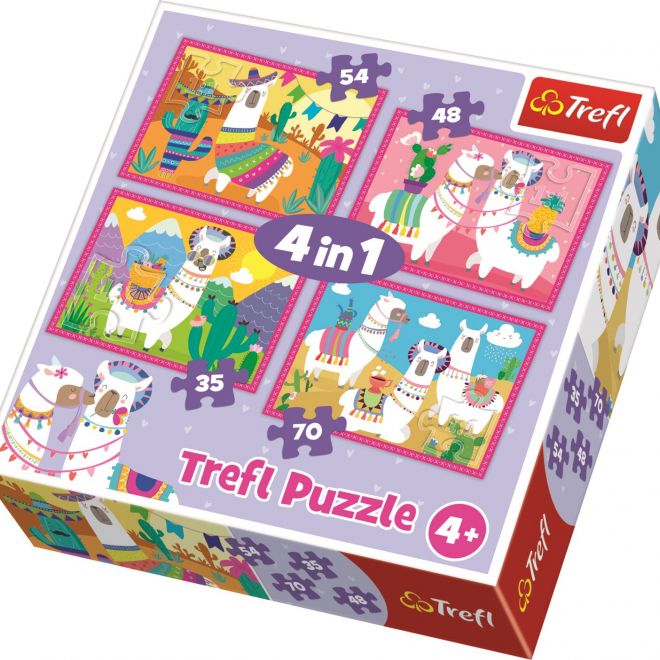 TREFL Puzzle Veselé lamy 4v1 (35,48,54,70 dílků)