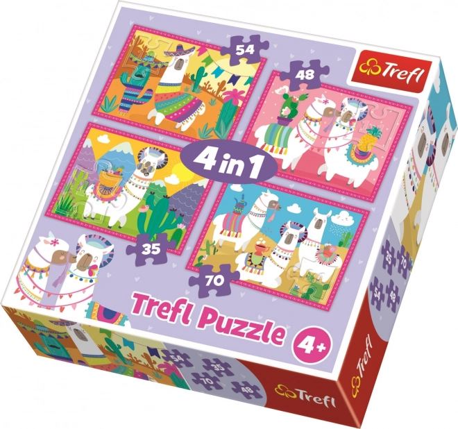 TREFL Puzzle Veselé lamy 4v1 (35,48,54,70 dílků)