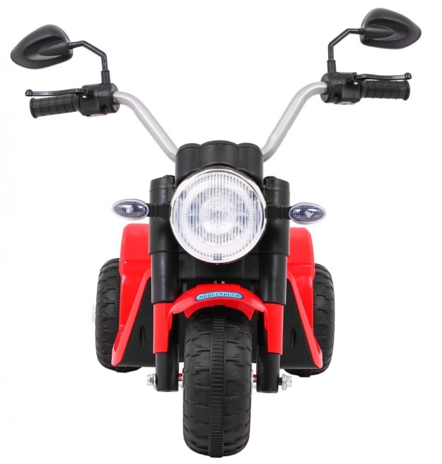 Dětské kolo na baterie MiniBike Červená + zvuky + LED světla + ekologická kůže