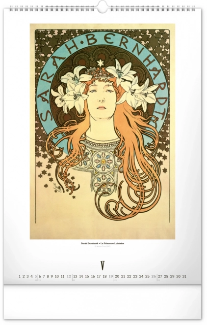Nástěnný kalendář Alfons Mucha 2024, 33 × 46 cm