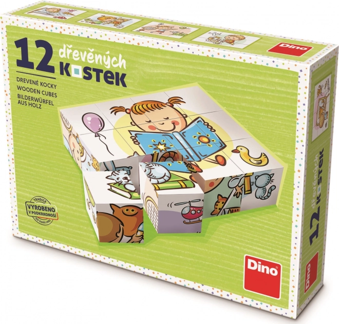 Dino Hezký den 12 dřevěné kostky