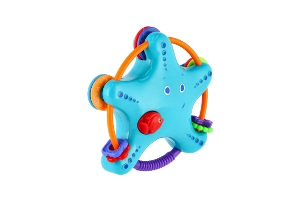 Chrastítko/kousátko/pískátko mořská hvězdice plast 16cm na kartě 3m+