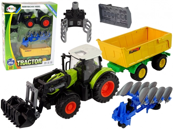 Tractor Set Zemědělské stroje Semi-trailer Světla Zvuk 6 Elem