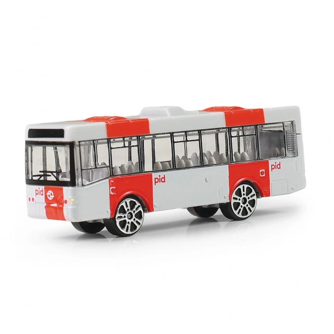 Kovový autobus PID Praha červený