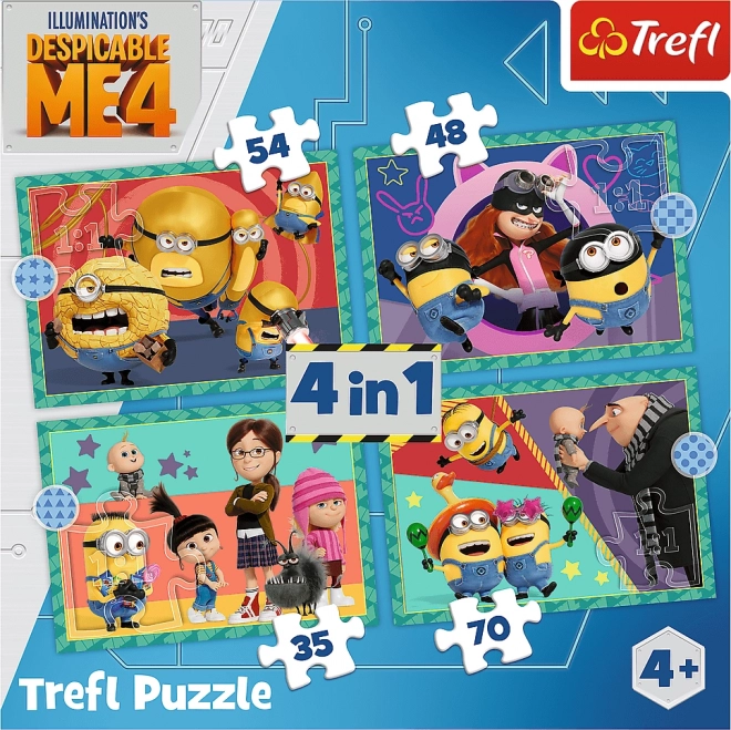 TREFL Puzzle Já, padouch 4: Šílení Mimoni 4v1 (35,48,54,70 dílků)