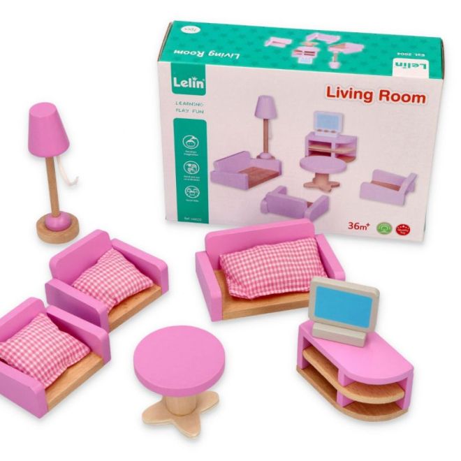 Nábytek do obývacího pokoje - vybavení domečku pro panenky