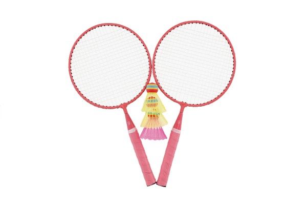 Badminton sada dětská kov/plast 2 pálky + 3 košíčky 2 barvy v síťce 23x45x6cm