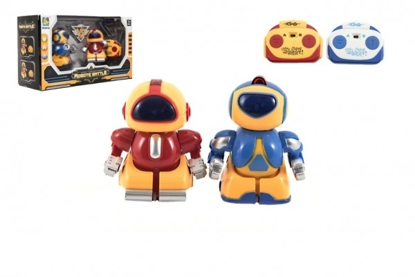 Mini roboti bojovníci RC 2ks plast 8cm na baterie se světlem v krabičce 24,5x14x9cm