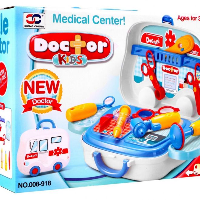 Doktorská sada + kufřík na sanitku pro děti 3+ Přenosná hračka + příslušenství k doktorskému vybavení