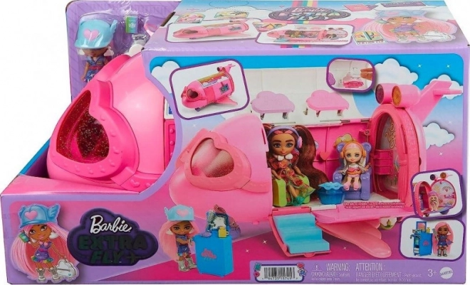 Růžový letoun Barbie Extra Fly Minis s loutkou pilotkou