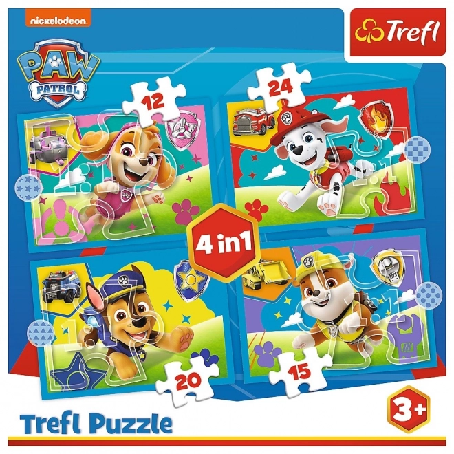 Puzzle 4v1 Běžící psi Psí hlídky (Tlapková patrola)