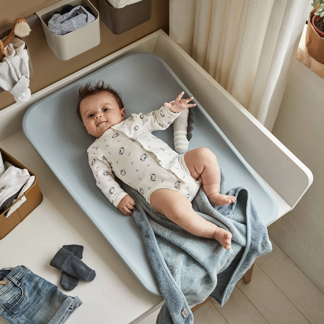 LEANDER - Přebalovací podložka MATTY™, perleťově šedá – Modrá