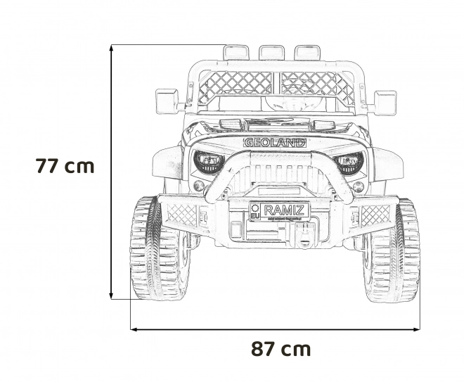 Geoland Výkonné terénní auto pro 2 děti Bílé + Dálkové ovládání + Motory 2x200W + Zavazadlový prostor + Rádio MP3 + LED dioda