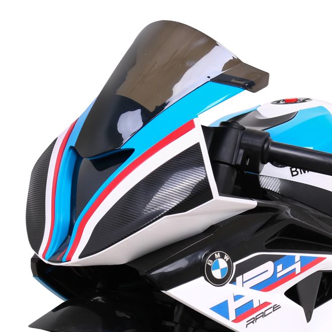 Dětská bateriová motorka BMW HP4 Bílá + pomocná kolečka + pomalý start + EVA + MP3 LED