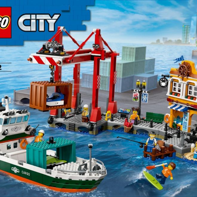 City cihly 60422 Přímořský přístav s nákladní lodí