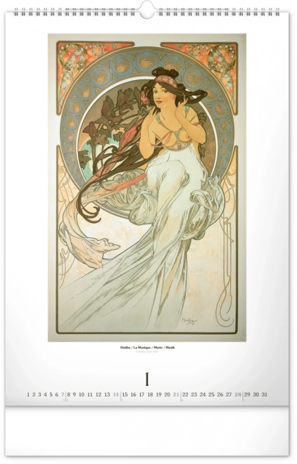 Nástěnný kalendář Alfons Mucha 2024, 33 × 46 cm