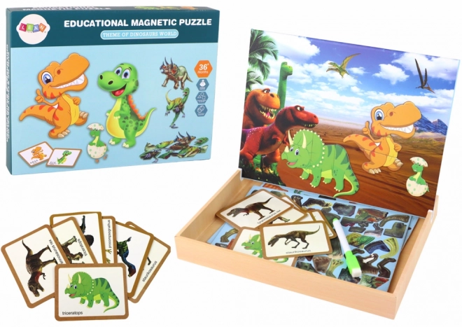 Vzdělávací magnetická sada puzzle s dinosaury