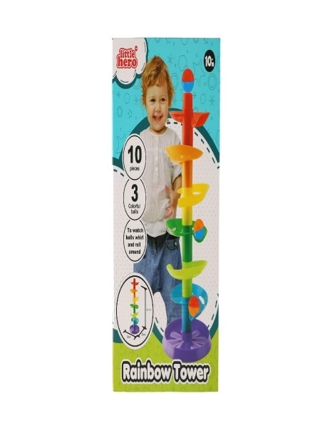 Kuličková dráha - věž 50cm 10ks 3 kuličky plast v krabici 9m+