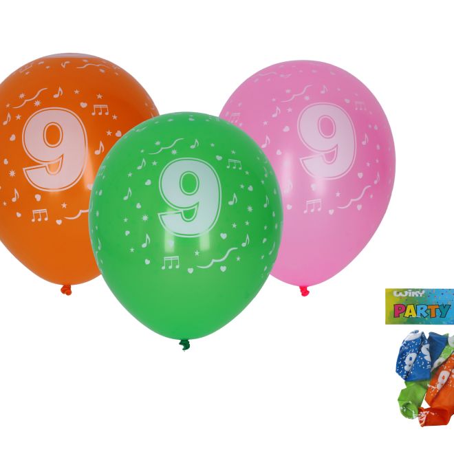 Balónek nafukovací s číslem 9 30 cm - 5 kusů
