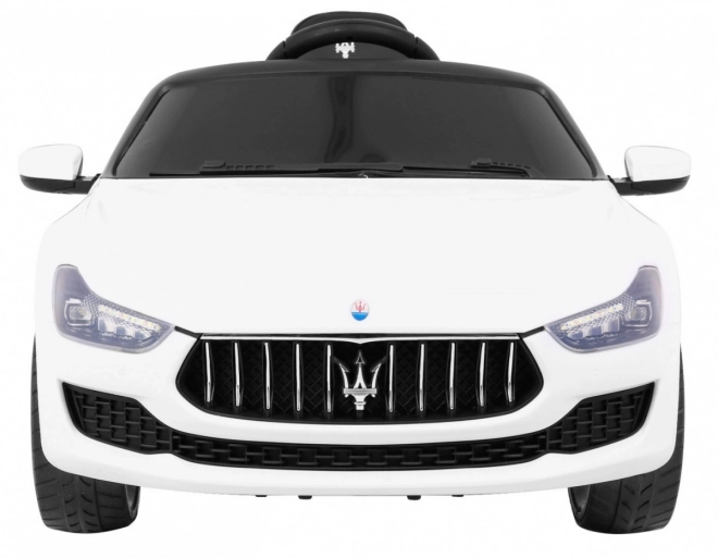 Maserati Ghibli baterie pro děti Bílá + Dálkové ovládání + Pomalý start + EVA + MP3 USB + LED