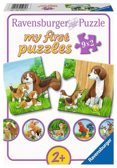 RAVENSBURGER Moje první puzzle Zvířecí rodiny 9x2 dílků