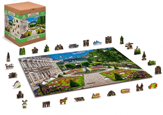 WOODEN CITY Dřevěné puzzle Palác Mirabell a Salzburský hrad 2v1, 1010 dílků EKO