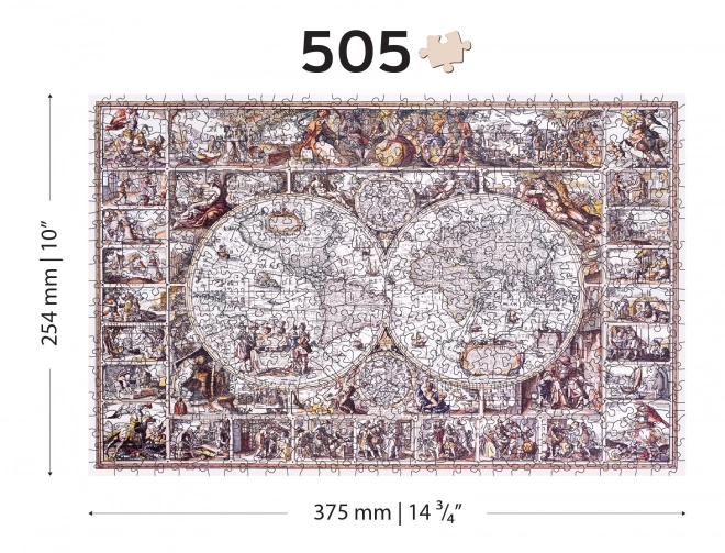 WOODEN CITY Dřevěné puzzle Mapa doby objevů 2v1, 505 dílků EKO