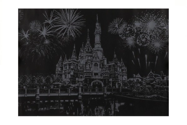 Škrabací obrázek barevný Disneyland 75x52cm v tubě 6x54cm