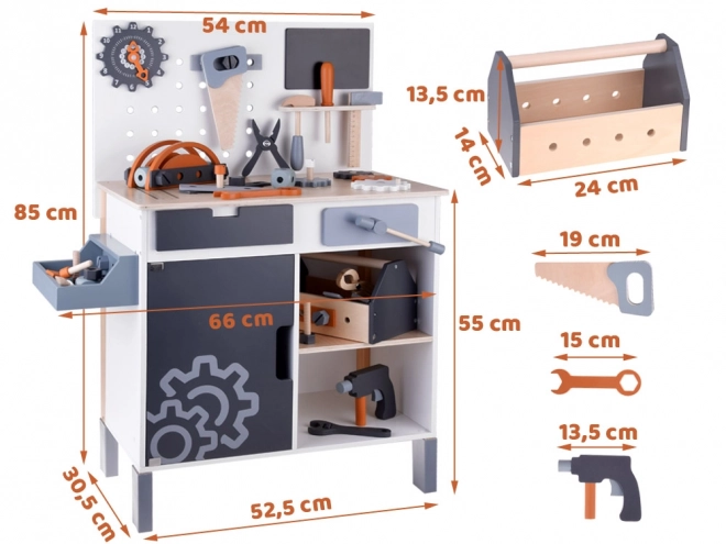 Dřevěný dílenský set pro děti s nástroji