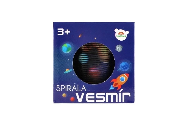 Spirála/pružina vesmír plast průměr 6,5cm 2 barvy v krabičce 7x7x7cm