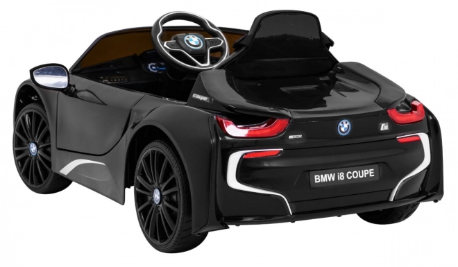 BMW I8 Lift Battery Car Black + dálkové ovládání + pomalý start + 3bodové pásy + MP3 USB + LED dioda