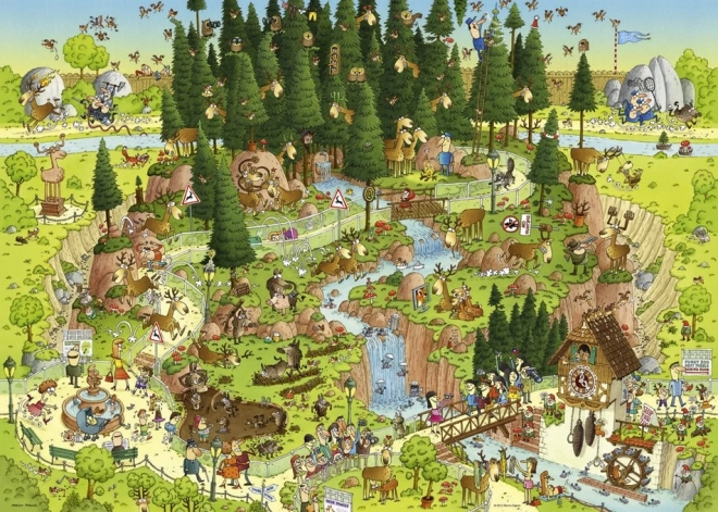 HEYE Puzzle Šílená ZOO: Expozice Černý les 1000 dílků