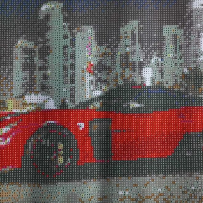 Sada na diamantové malování - červené Ferrari ve městě