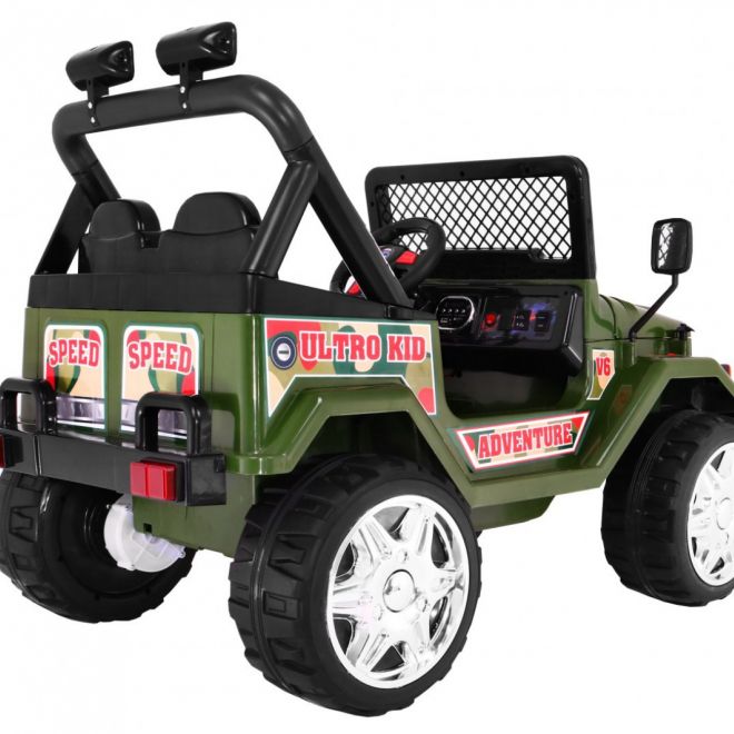 Terénní bateriový Raptor Drifter pro děti Zelený + dálkové ovládání + pomalý start + EVA + zvuky Světla