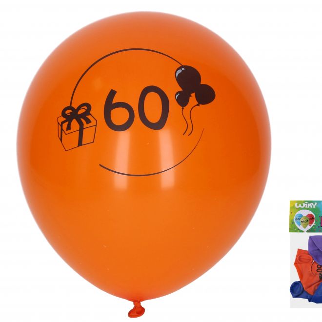 Balónek nafukovací s číslem 60 30 cm - 5 kusů