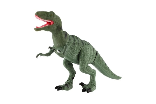 Dinosaurus chodící IC velociraptor plast 50cm na baterie se zvukem se světlem v krabici 53x32,5x12cm