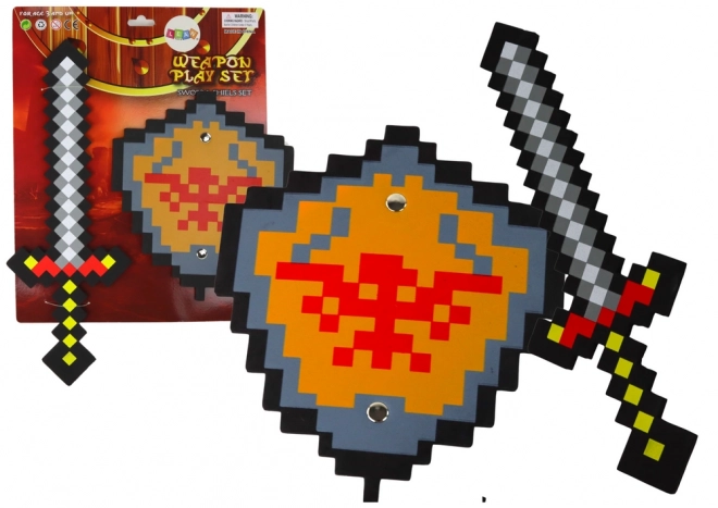 Rytířská sada Meč Štít Pěnový motiv Pixel