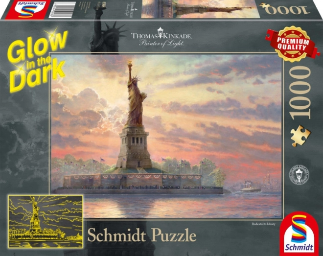 Puzzle 1000 dílků Thomas Kinkade Socha Svobody/New York. Svítí ve tmě