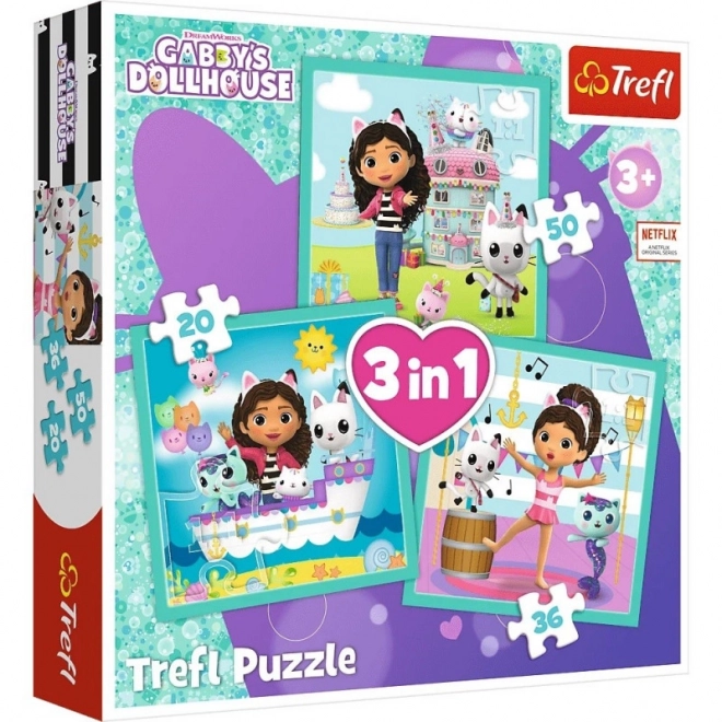 Puzzle 3v1 Aktivity Kočičí domeček Gabby (Gabbys Dollhouse)