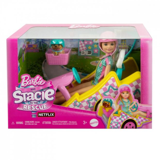 Panenka Barbie Stacie a filmové vozidlo Gokart