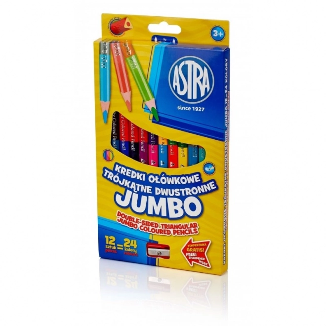 ASTRA Trojhranné oboustranné pastelky JUMBO 12 ks,24 barev