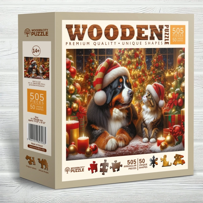 WOODEN CITY Dřevěné puzzle Kočka a pes 505 dílků