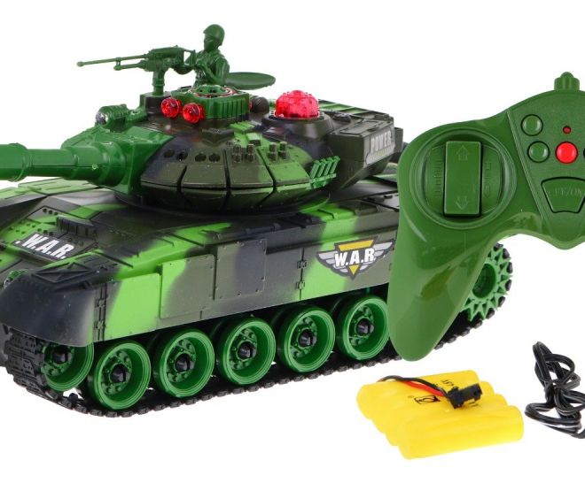 Tank na dálkové ovládání pro děti 3+ zelený + Interaktivní efekty + Střelba + Dálkové ovládání