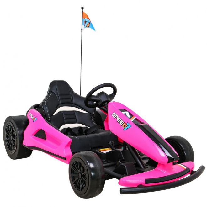 Speed 7 Drift King motokára na baterie pro děti Růžová + funkce Drift + sportovní sedadlo + 2 rychlosti + EVA