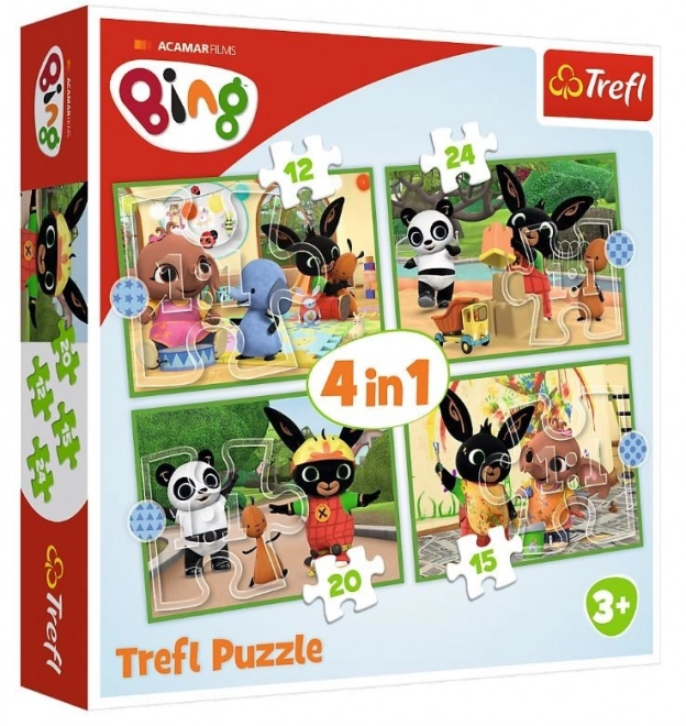 Puzzle 4v1 Bingův šťastný den 28,5x20,5cm v krabici 28x28x6cm