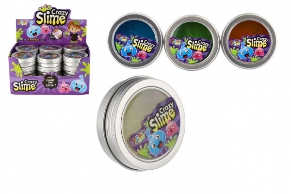 Sliz - hmota 50g barevná v plechové krabičce 7x2cm  24ks v boxu
