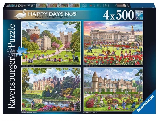 RAVENSBURGER Puzzle Královské rezidence, Velká Británie 4x500 dílků