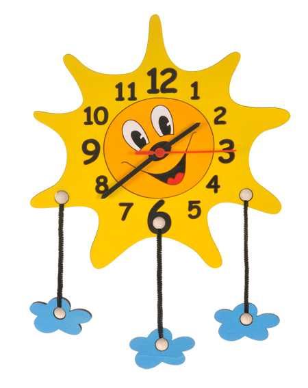 Dětské hodiny ve tvaru sluníčka s mráčky