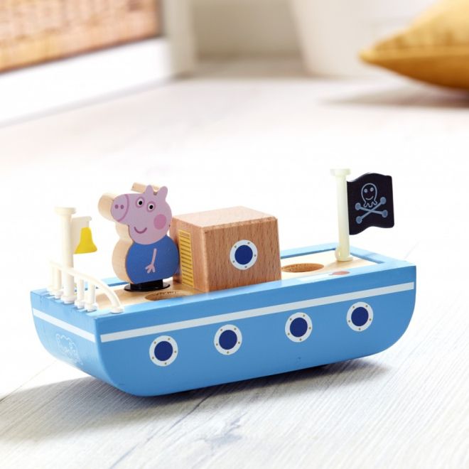 Sada s figurkou prasátka Peppy Dřevěná loďka