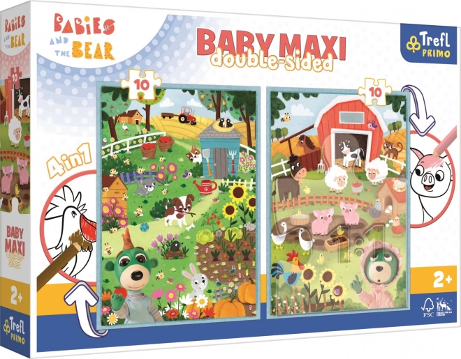 Oboustranné puzzle Treflíci na statku BABY MAXI 2x10 dílků